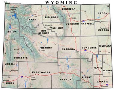 map of Wyoming divided into counties